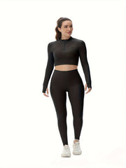 Yoga Crop Top & Leggings Set - Women's Activewear