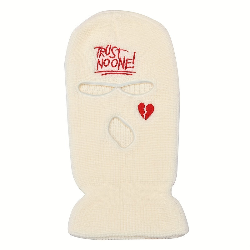 Heart Broken Embroidery Balaclava Hip Hop Knit Mask