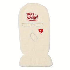 Heart Broken Embroidery Balaclava Hip Hop Knit Mask