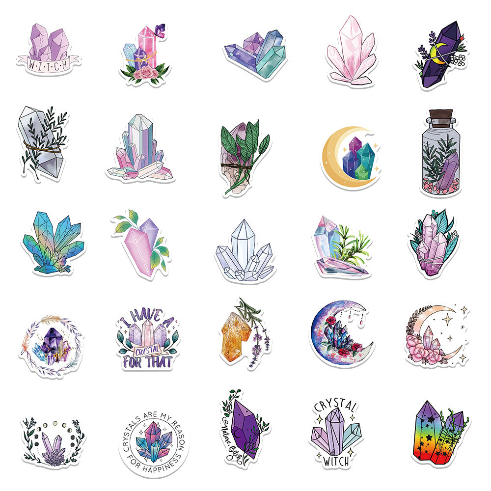50 Sheets Crystal Plant Sticker Decals for DIY Crafts