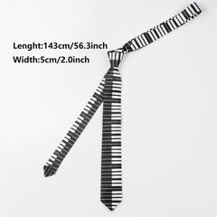 Men's Piano Keys Pattern Tie Clothing Decorative Accessories
