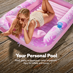 Inflatable Tanning Pool Chair with Pillows - Sunscreen Tub Raft