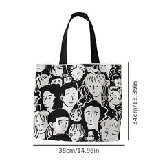 Canvas Tote Bag Large Capacity Casual Style Inside Pocket Zipper Shopping Choice