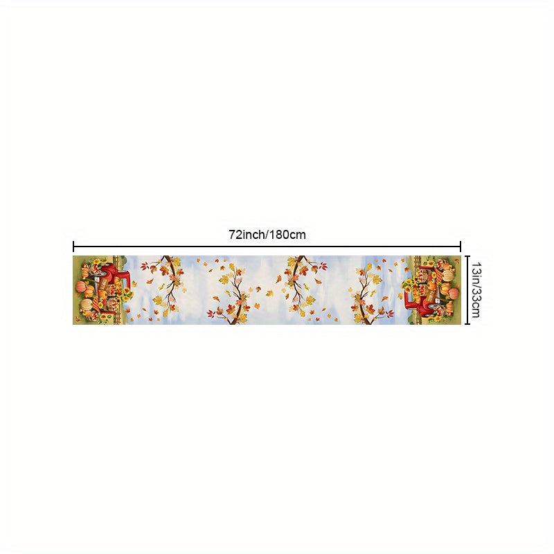 Thanksgiving Table Runner Pumpkin Truck Maple Leaf Pattern Home Decor