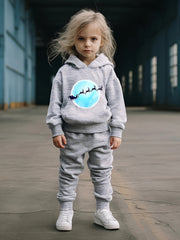 Christmas Night Print Outfits 2pcs Kids Hoodies Jogger Set