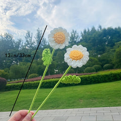 Small Daisy Hand-Woven Bouquet Chamomile Woolen Crochet Flower