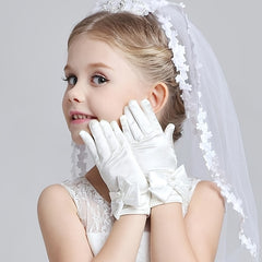 Wedding Flower Girls Stretch Dress Gloves