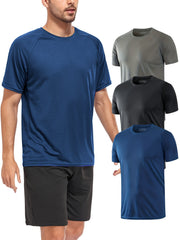 3pcs Men's Compression Shirts Short Sleeve Moisture Wicking Baselayer