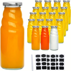 20 Vintage Glass Bottles with Metal Caps for Kombucha Juice