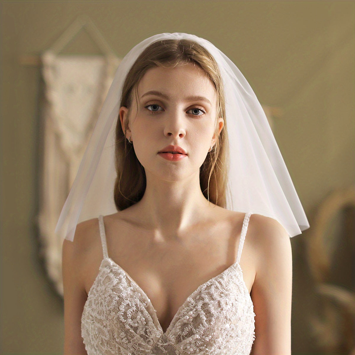 Short Double Layer Veil Plain Gauze Bridal Wedding Veil