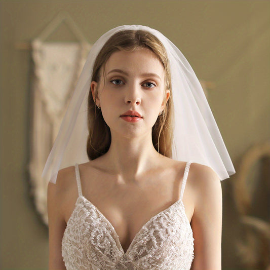 Short Double Layer Veil Plain Gauze Bridal Wedding Veil