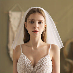 Short Double Layer Veil Plain Gauze Bridal Wedding Veil