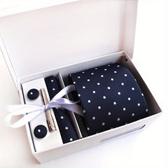 Men's Polka Dot Formal Tie Set with Accessories