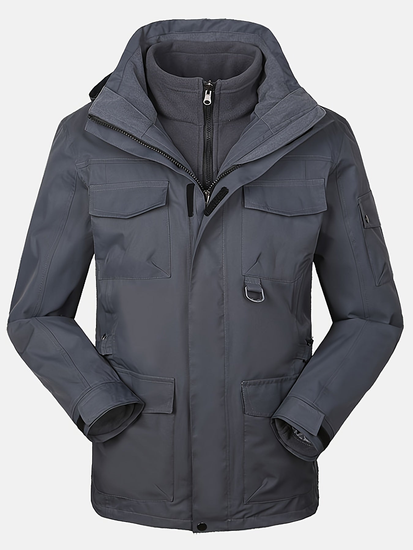 Men's 3 In 1 Outdoor Sports Zip Jacket Waterproof Hiking Jacket