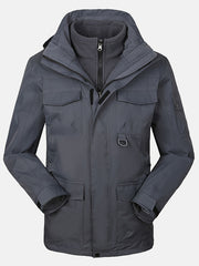 Men's 3 In 1 Outdoor Sports Zip Jacket Waterproof Hiking Jacket