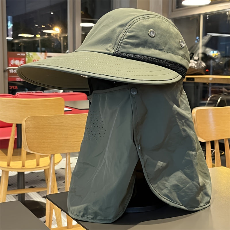 Summer Wide Brim Sun Hat UV Protection Bucket Hat with Face Cover