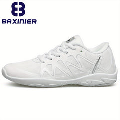 Girls Cheerleading Shoes Athletic Mesh Dance Shoes Soft Sole Lace Up Sports Snea