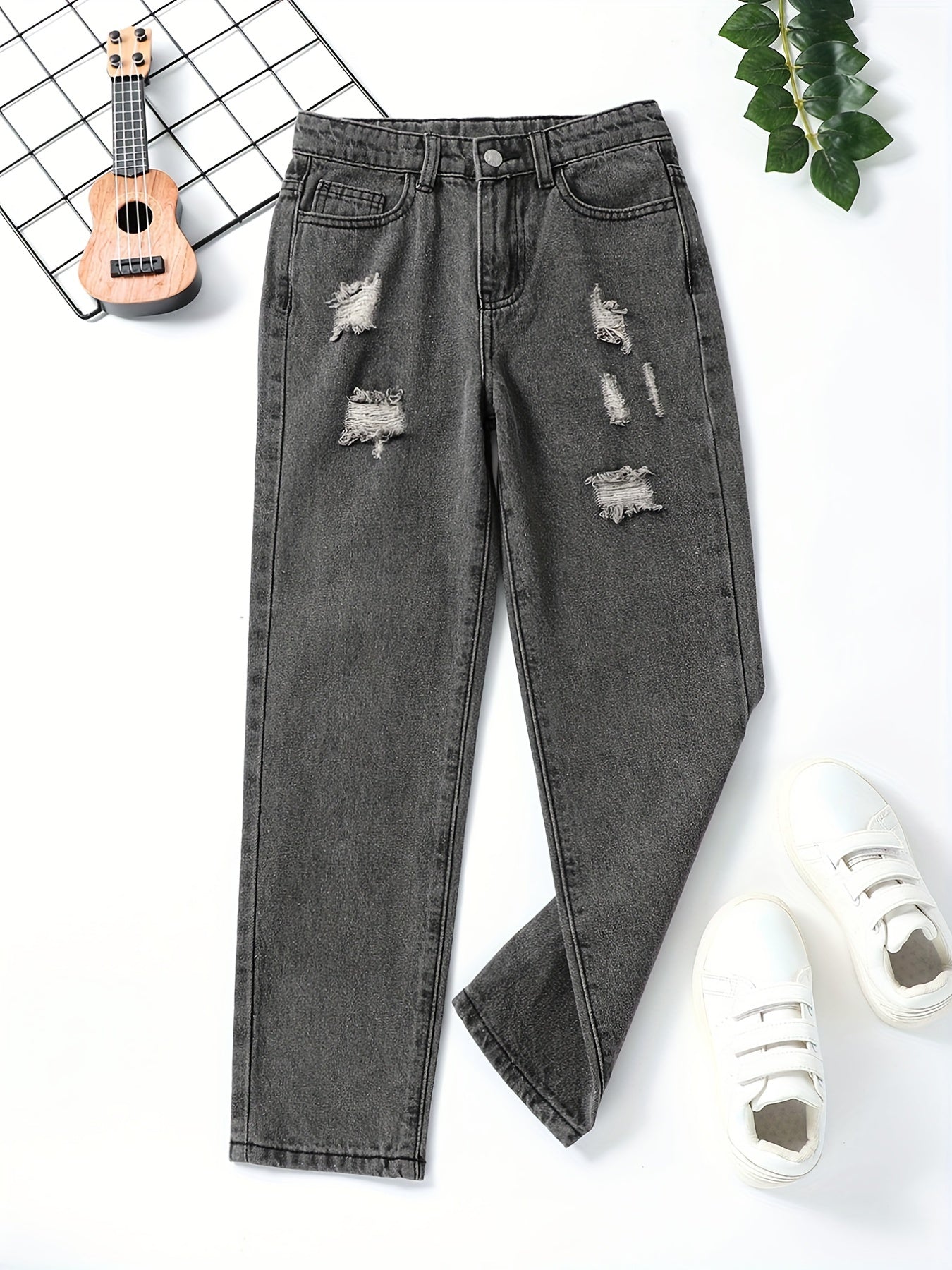 Girls Ripped Jeans Casual Pocket Denim Pants Kids Spring Summer Clothes