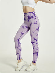 Purple Tie Dye Yoga Pants High Waisted Activewear