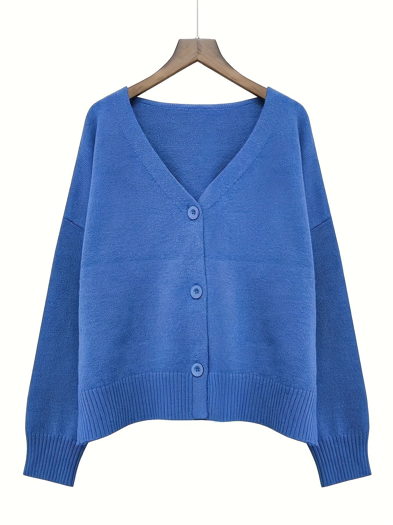 Solid Button Up Cardigan Casual V Neck Long Sleeve Cardigan
