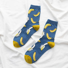 3 Pairs Fruit Print Socks Comfy & Breathable Mid Tube Socks Women's Stockings