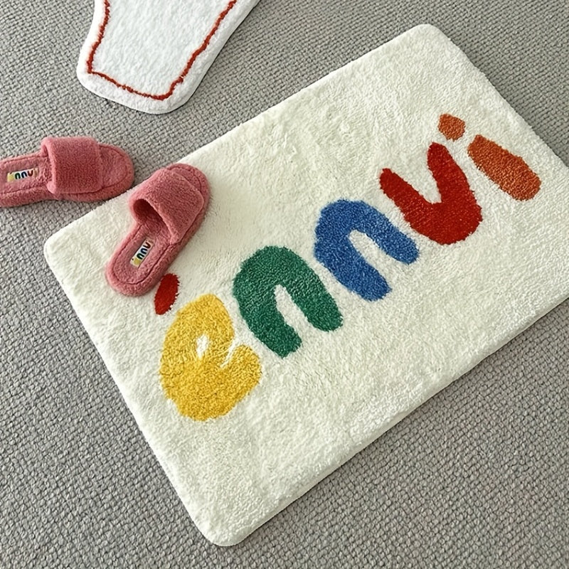 Plush Carpet Graffiti Letter Bedside Bedroom Living Room Anti Slip Floor Mat