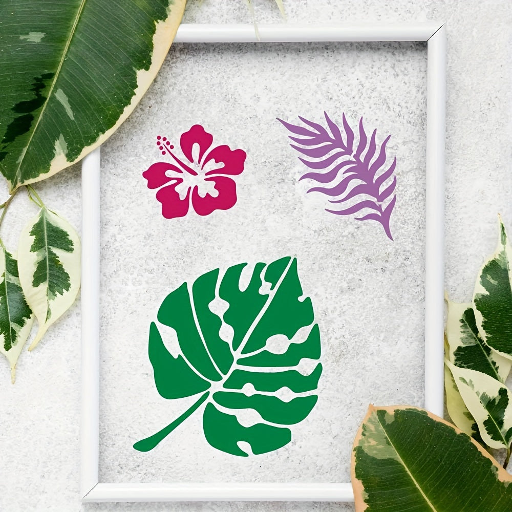 16 Pcs Tropical Leaf Stencil Fern Monstera Palm Leaf Painting Stencil