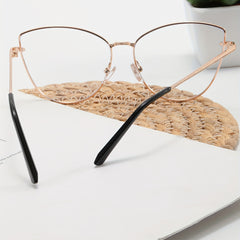 Cat Eye Blue Light Glasses Clear Lens Metal Glasses For Computer