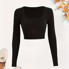 Solid Ribbed Lounge Tops Long Sleeve Crew Neck Top Women's Loungewear
