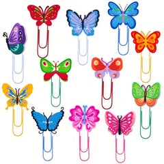 12pcs Cartoon Butterfly Paper Clips Bookmark Pliers School Stationery