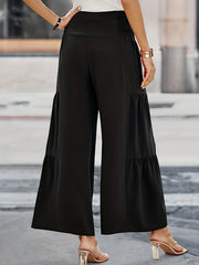 Solid Button Wide Leg Pants for Women