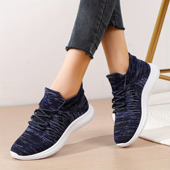 Women's Knitted Sneakers Lace Up Low Top Tennis Shoes