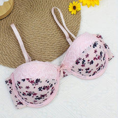 Floral Print Lace Bras Breathable Shoulder Strap Women's Lingerie