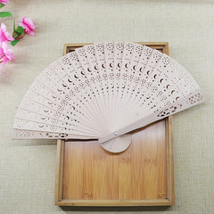 Chinese Vintage Wooden Folding Fan Sandalwood Hollow Design