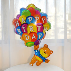 2pcs Birthday Parachute Bear Aluminum Balloon Room Decoration