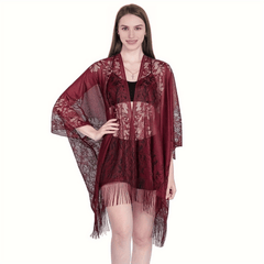 Boho Flower Hollow Out Shawl Large Tassel Scarf Thin Breathable Wraps