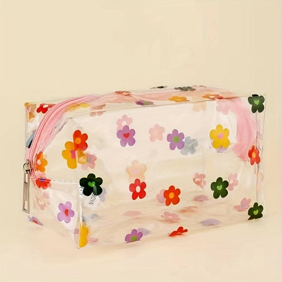 Floral Print Makeup Bag Zipper Waterproof Travel Toiletry Accessories Organizer