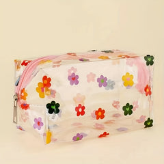 Floral Print Makeup Bag Zipper Waterproof Travel Toiletry Accessories Organizer
