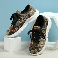 Bear Print Mesh Breathable Running Shoes Lightweight Sneakers