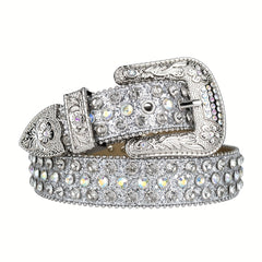 Rhinestone Belt Punk Western Cowboy Crystal Stone Belt For Jeans Dress