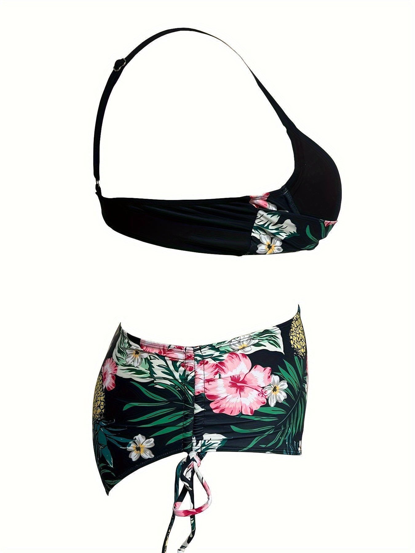 Tropical Print Cross Front Bikini Set