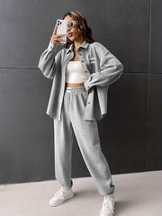 Casual Two piece Set Button Front Shirt & Jogger Pants
