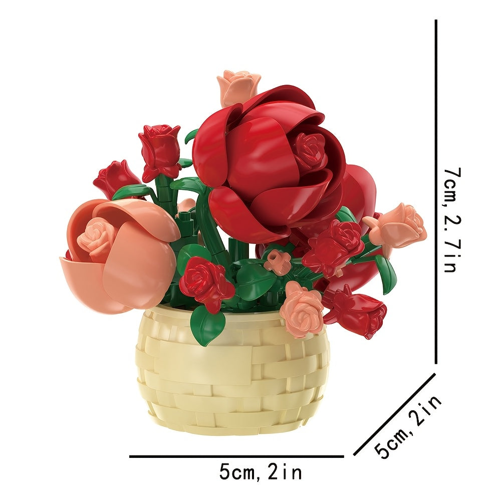3D Mini Flowers Building Blocks Toys Magnolia Rose Sunflower Violet Flower