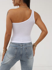 One Shoulder Crop Tank Top Sexy Sleeveless Tank Top