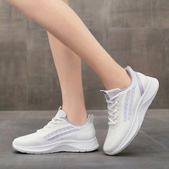 Women's Breathable Knit Sneakers Casual Lace Up Lightweight Sport Shoes