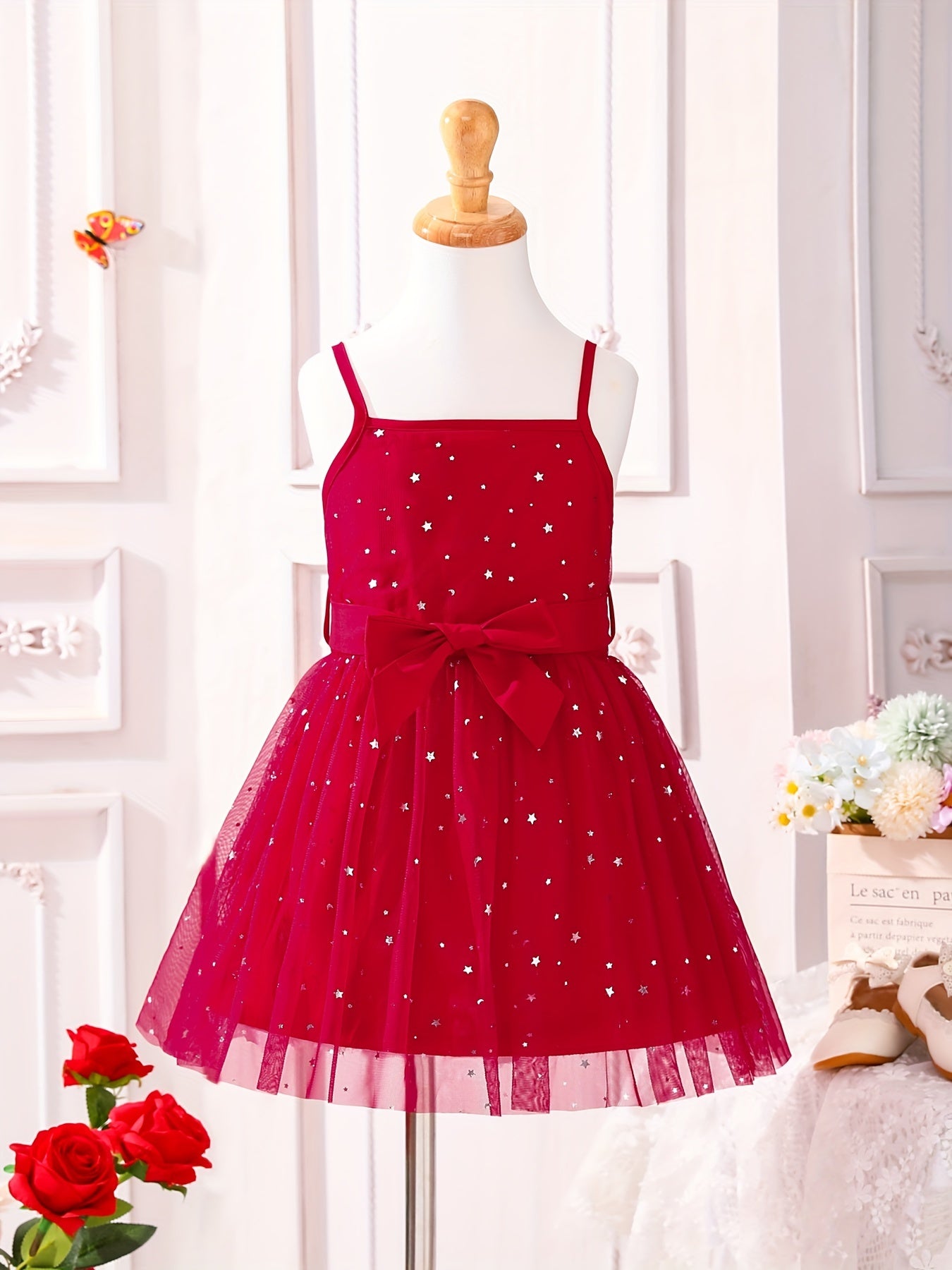 Girls' Sparkle Stars Mesh Cami Dress