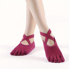Criss Cross Cut Out Toe Socks Pilates Sports Socks Women's Stockings