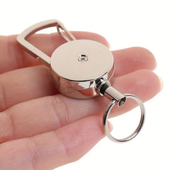 1pc Retractable Metal Keychain Key Ring for Outdoor Camping