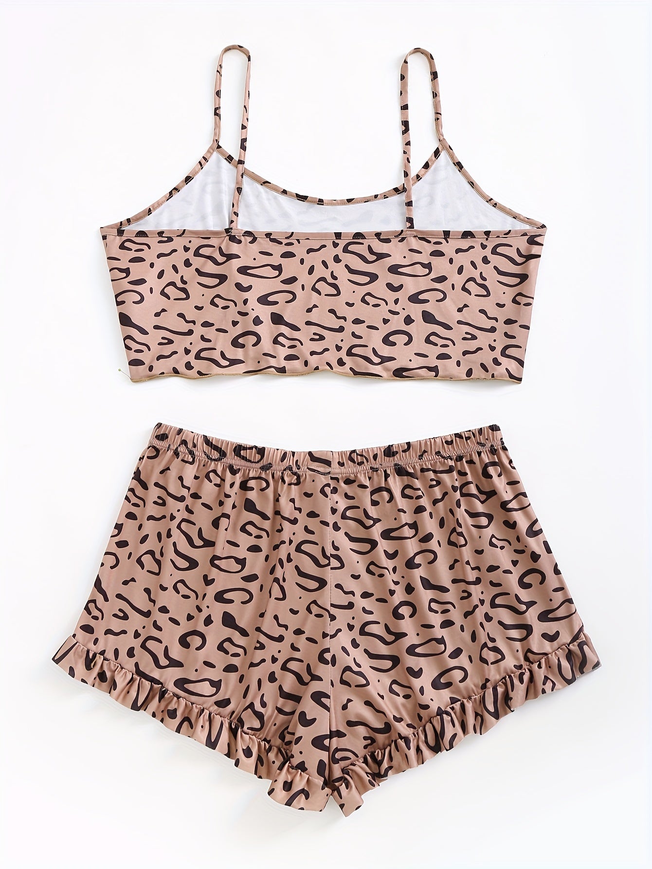 Leopard Print Crop Cami & Shorts Lounge Set