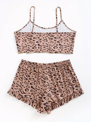 Leopard Print Crop Cami & Shorts Lounge Set